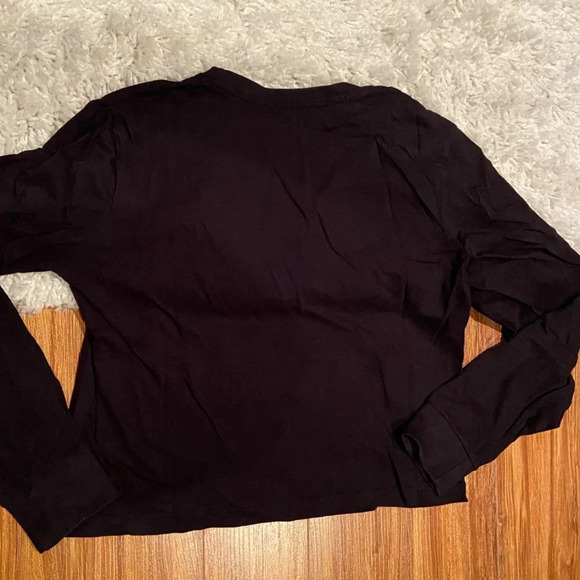 Silver Jeans long sleeve black cropped cotton t-shirt 👚 - Picture 4 of 5